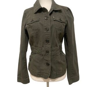 Ann Taylor loft women’s size 6 military utility field jacket- has bleach stains
